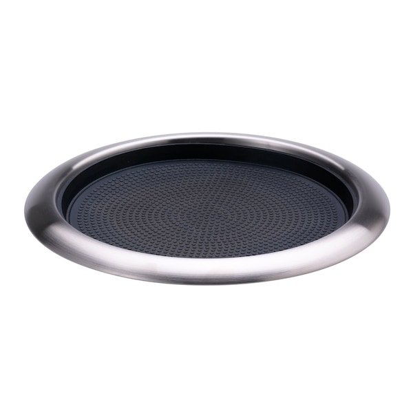 Tray with Removable Insert, 9" Round, Stainless Steel, Brushed